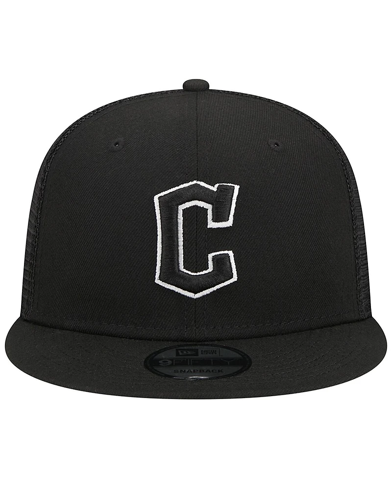 Men's New Era Black Cleveland Guardians Trucker 9FIFTY Snapback Hat