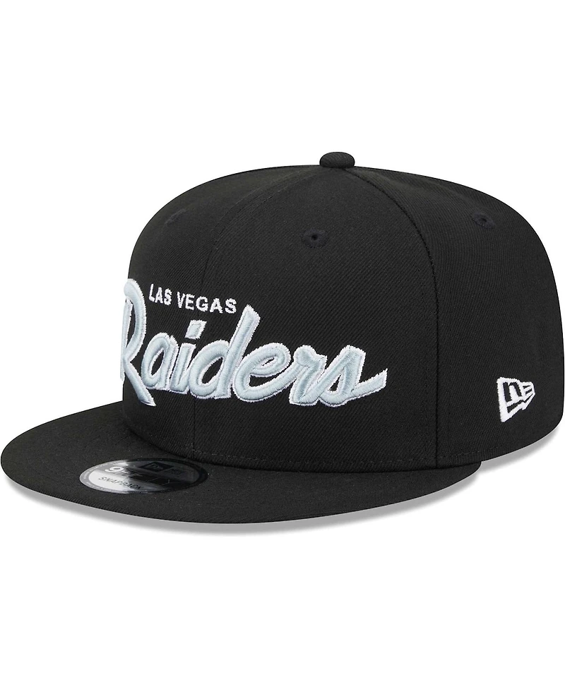 Men's New Era Black Las Vegas Raiders Main Script 9FIFTY Snapback Hat
