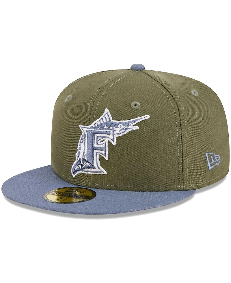 Men's New Era Olive, Blue Florida Marlins 59FIFTY Fitted Hat