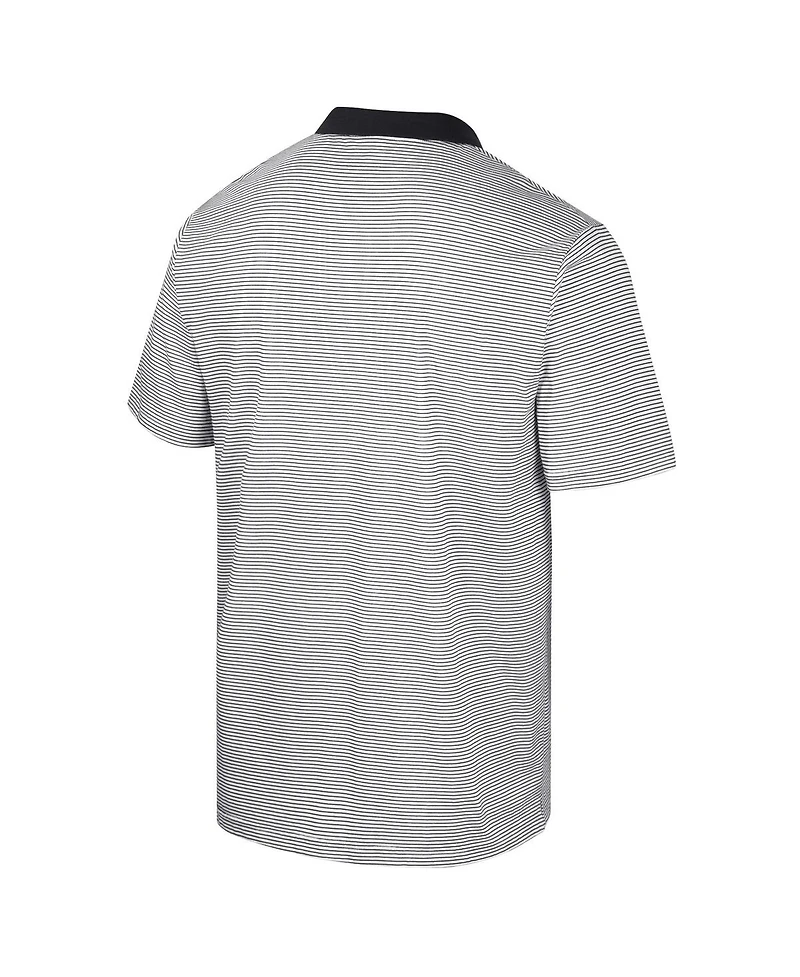 Men's Colosseum White, Black Appalachian State Mountaineers Print Stripe Polo Shirt