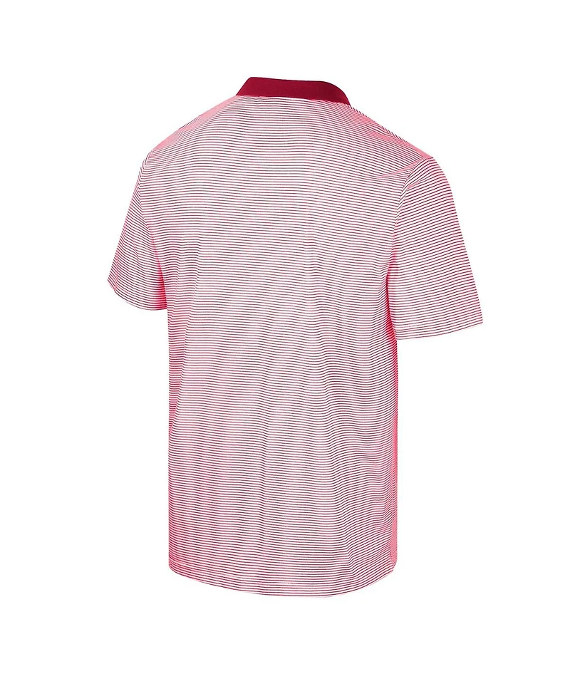 Men's Colosseum White, Cardinal Iowa State Cyclones Print Stripe Polo Shirt