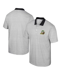 Men's Colosseum White, Black Oregon Ducks Print Stripe Polo Shirt