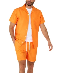 OppoSuits Men's Summer Set - 2 Piece Beach Wear set - Orange - Matching Shirt and Shorts