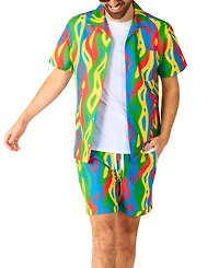 OppoSuits Men's Summer set - 2 Piece Beach Wear Multicolored Matching Shirt and Shorts