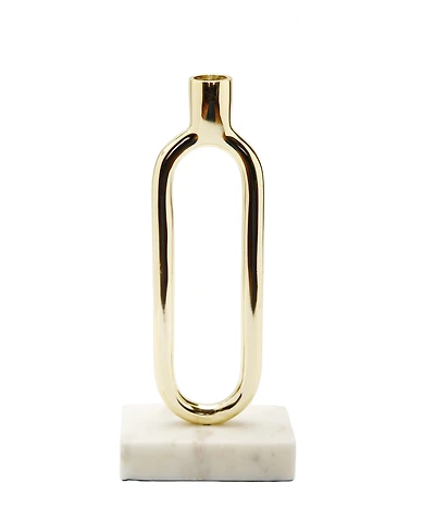 Classic Touch Loop Taper Candle Holder On Marble Base, 11.75" H
