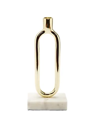 Classic Touch Loop Taper Candle Holder On Marble Base, 11.75" H