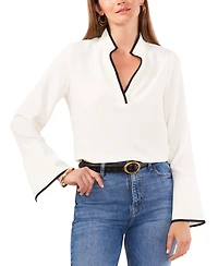 Vince Camuto Women's Split-Neck Contrast-Trim Tunic Top