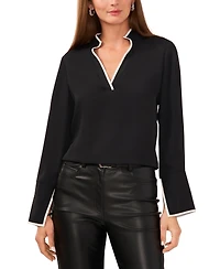 Vince Camuto Women's Split-Neck Contrast-Trim Tunic Top