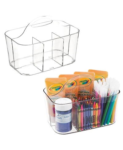 mDesign Plastic Craft & Sewing Storage Organizer Caddy Tote Bin - 2 Pack - Clear