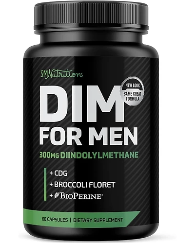Dim 300mg For Men, Estrogen Blocker & Aromatase Inhibitor, Men s Hormone Balance & Fitness Booster Supplement with Diindolylmethane, SMNutrition, 60ct