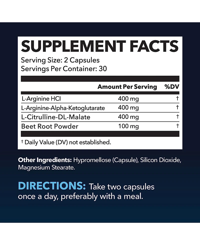 L-Arginine Capsules for Men's Stamina, Endurance & Performance, Havasu Nutrition, 60ct