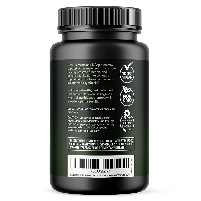 L-Arginine + Saw Palmetto Capsules, Havasu Nutrition, 60ct