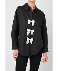 English Factory Women's Bow Poplin Shirt