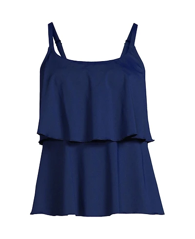 Lands' End Women's Scoop Neck Tiered Tankini Swimsuit Top