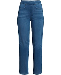 Lands' End Plus Size Starfish High Rise Knit Denim Straight Crop Jeans
