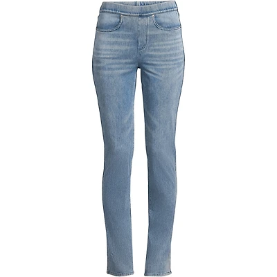 Lands' End Petite Starfish Mid Rise Knit Denim Straight Jeans