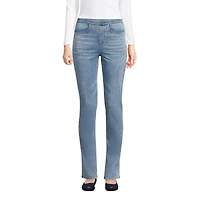 Lands' End Petite Starfish Mid Rise Knit Denim Straight Jeans