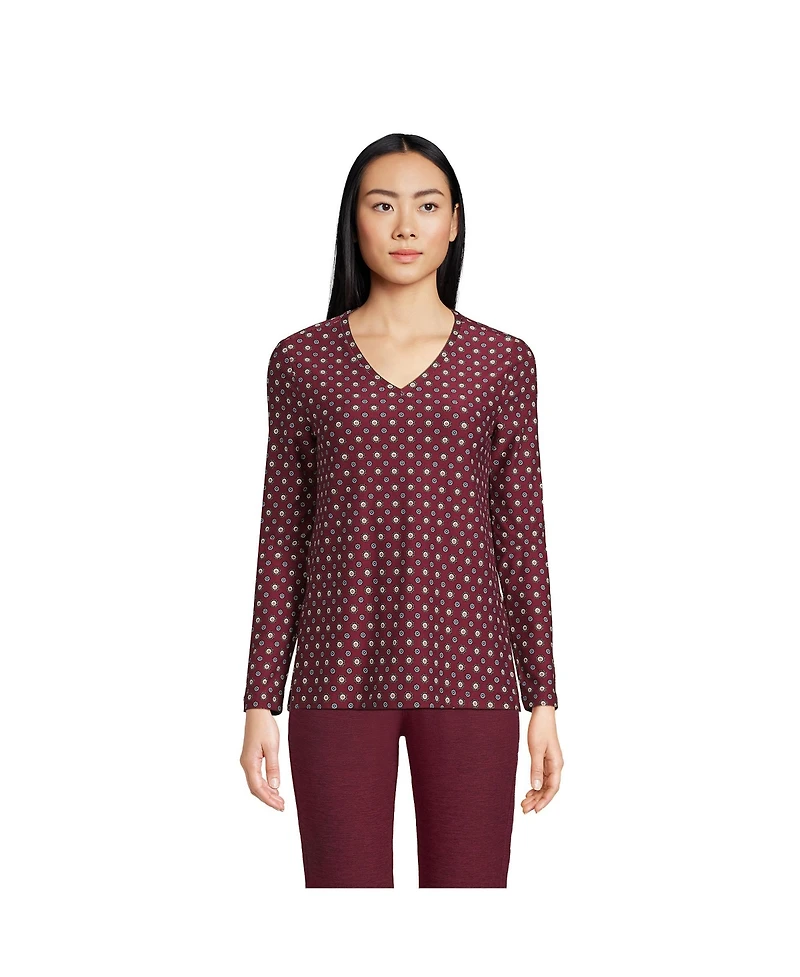 Lands' End Petite Long Sleeve Performance V-Neck Top