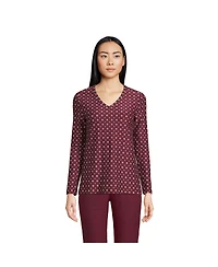 Lands' End Petite Long Sleeve Performance V-Neck Top