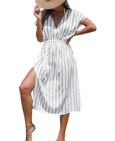 Cupshe Women's Striped Midi Cover-Up Dress
