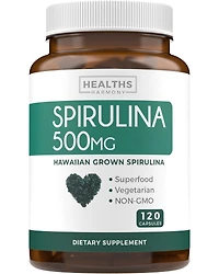 Healths Harmony Spirulina Capsules, Green Superfoods for Natural Energy and Metabolic Health, Health's Harmony, 120ct