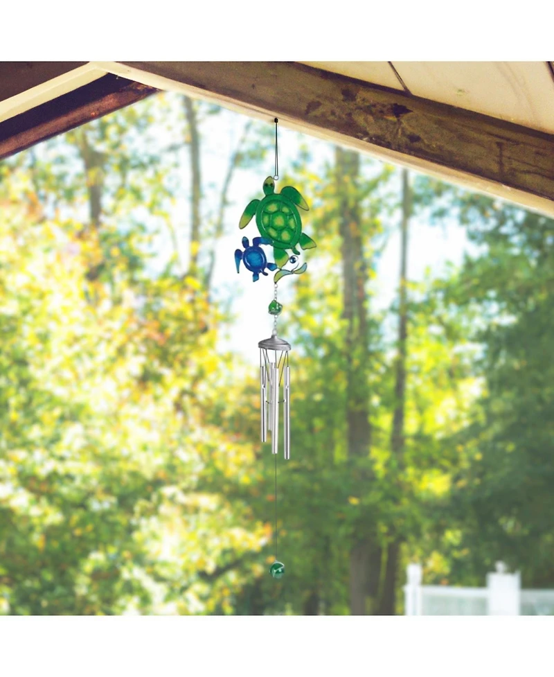 28" Long Blue and Green Sea Turtle Suncatcher Wind Chime Marine Life