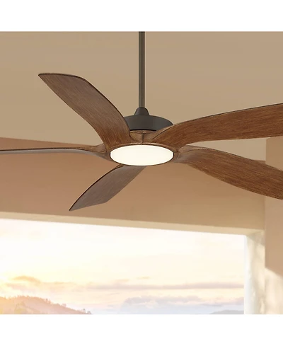 56" Casa Vieja Modern Indoor Outdoor Ceiling Fan with Led Light Remote Oil-Rubbed Bronze Damp Rated Dimmable for Patio Exterior