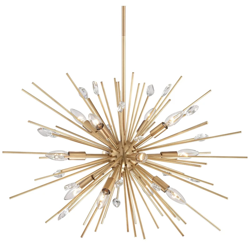 Janae Antique Gold Sputnik Chandelier Lighting 29.50" Wide Modern Industrial Clear Crystal Ball 12-Light Fixture for Dining Room House Bedroom Ki