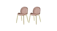 Set of 2 Velvet Accent Chairs with Gold Metal Legs