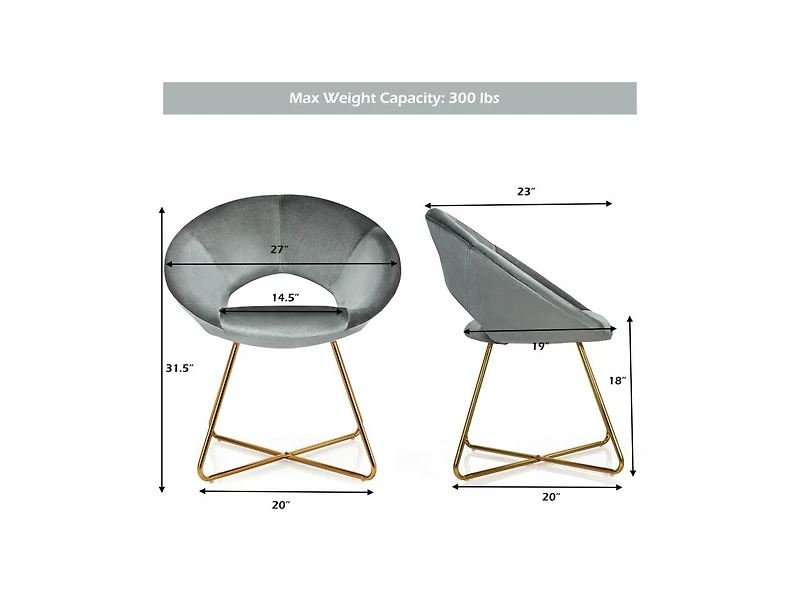 Modern Accent Velvet Dining Arm Chair with Golden Metal Legs and Soft Cushion