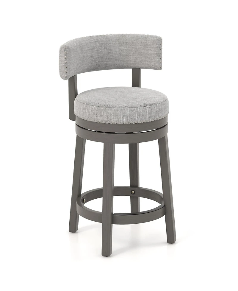 27 Inch Swivel Bar Stool with Upholstered Back Seat and Footrest
