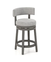 27 Inch Swivel Bar Stool with Upholstered Back Seat and Footrest