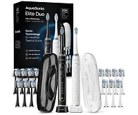 Elite Duo Rechargeable Electric Toothbrush Set – Ada Accepted, 5 Modes, 2 Travel Cases, 16 Brush Heads (Black/White)