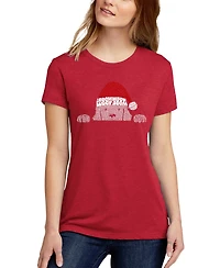 La Pop Art Women's Christmas Peeking Dog Premium Blend Word Short Sleeve T-shirt