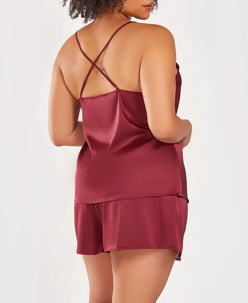 iCollection Plus Silky 2 Piece Camisole and Shorts Pajama Set Lace Trims
