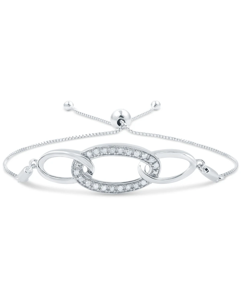Diamond Ovals Bolo Bracelet (1/6 ct. t.w.) in Sterling Silver