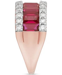 Grown With Love Lab Grown Ruby (2-5/8 ct. t.w.) & Lab Grown Diamond (3/4 ct. t.w.) Pear Halo Ring Baguette Band in 14k Rose Gold