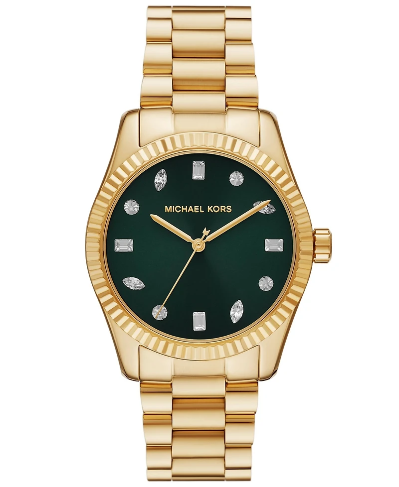 Michael Kors Women's Lexington Three-Hand Gold-Tone Stainless Steel Watch 38mm