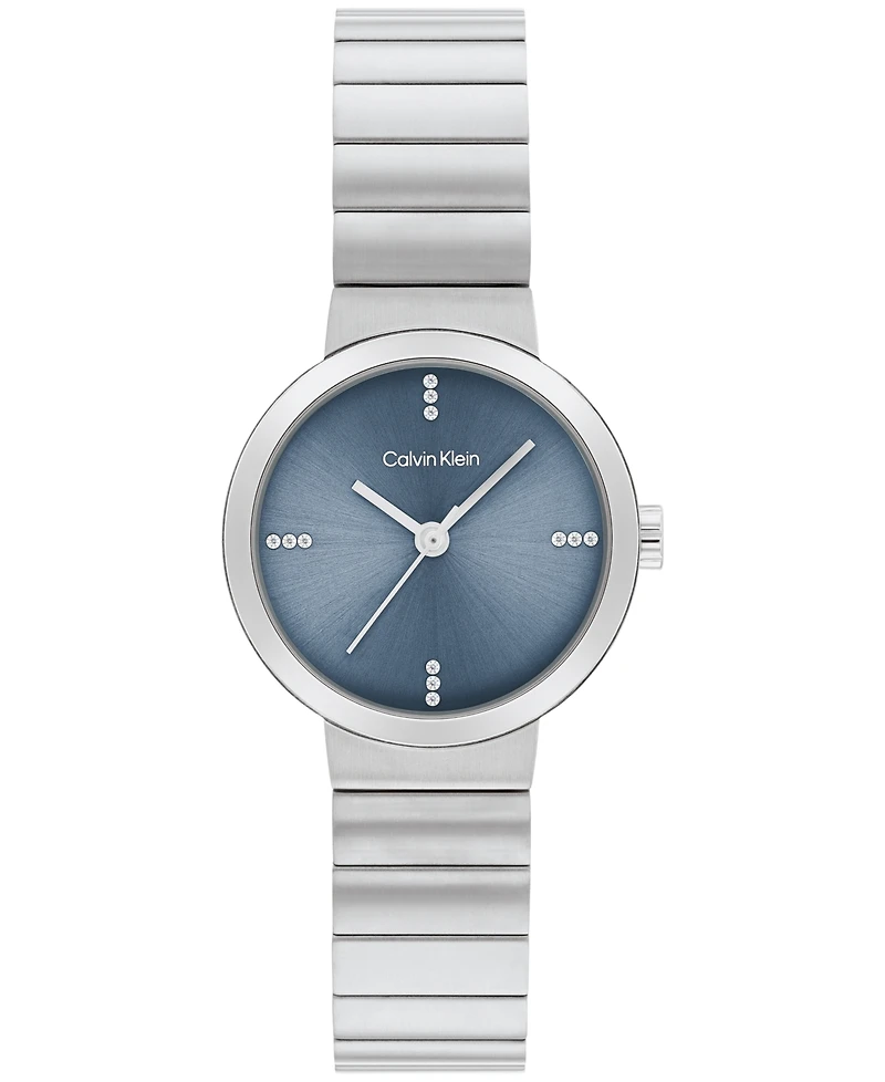 Calvin Klein Women's Three Hand Silver Stainless Steel Bracelet Watch 25mm