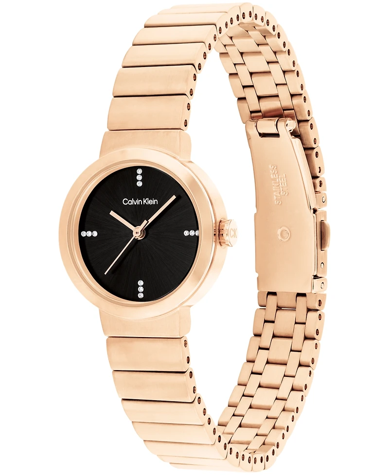 Calvin Klein Women's Three Hand Carnation Gold-Tone Stainless Steel Bracelet Watch 25mm