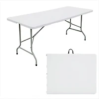 Sugift 6ft Portable Plastic Rectangular Folding Table