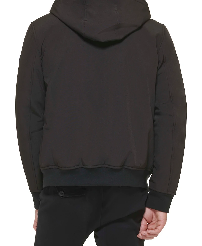 Tommy Hilfiger Men's Softshell Performance Hooded Fleece-Lined Bomber Jacket