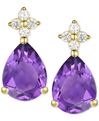 Morganite (1-3/4 ct. t.w.) & Lab-Grown White Sapphire (1/8 Pear Stud Earrings 14k Gold-Plated Sterling Silver (Also Additional Gemston