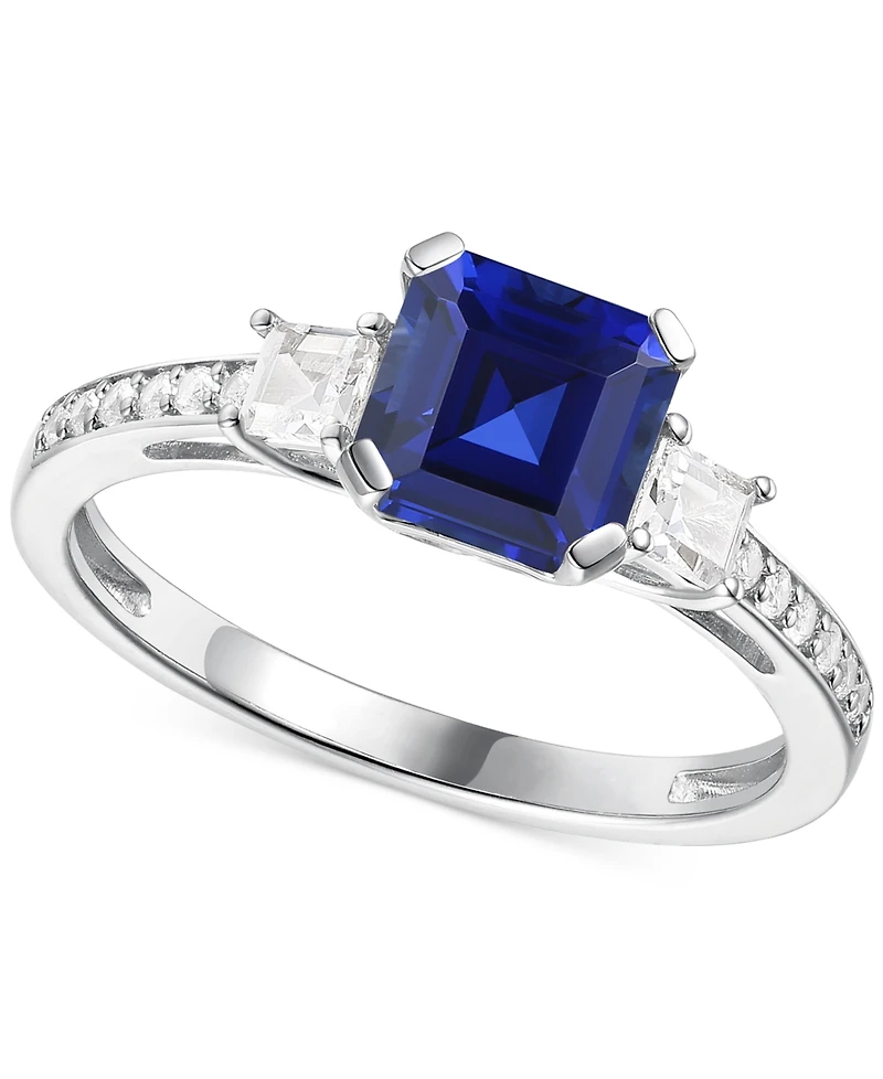 Lab-Grown Morganite (1-3/8 ct. t.w.) & White Sapphire (1/3 Three Stone Ring 14k Rose Gold-Plated Sterling Silver (Also Addit