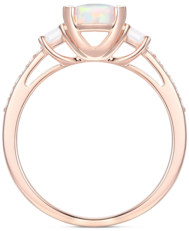 Lab-Grown Morganite (1-3/8 ct. t.w.) & White Sapphire (1/3 Three Stone Ring 14k Rose Gold-Plated Sterling Silver (Also Addit