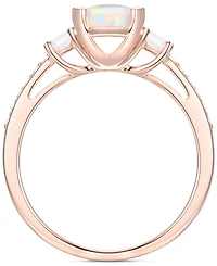 Lab-Grown Morganite (1-3/8 ct. t.w.) & White Sapphire (1/3 Three Stone Ring 14k Rose Gold-Plated Sterling Silver (Also Addit