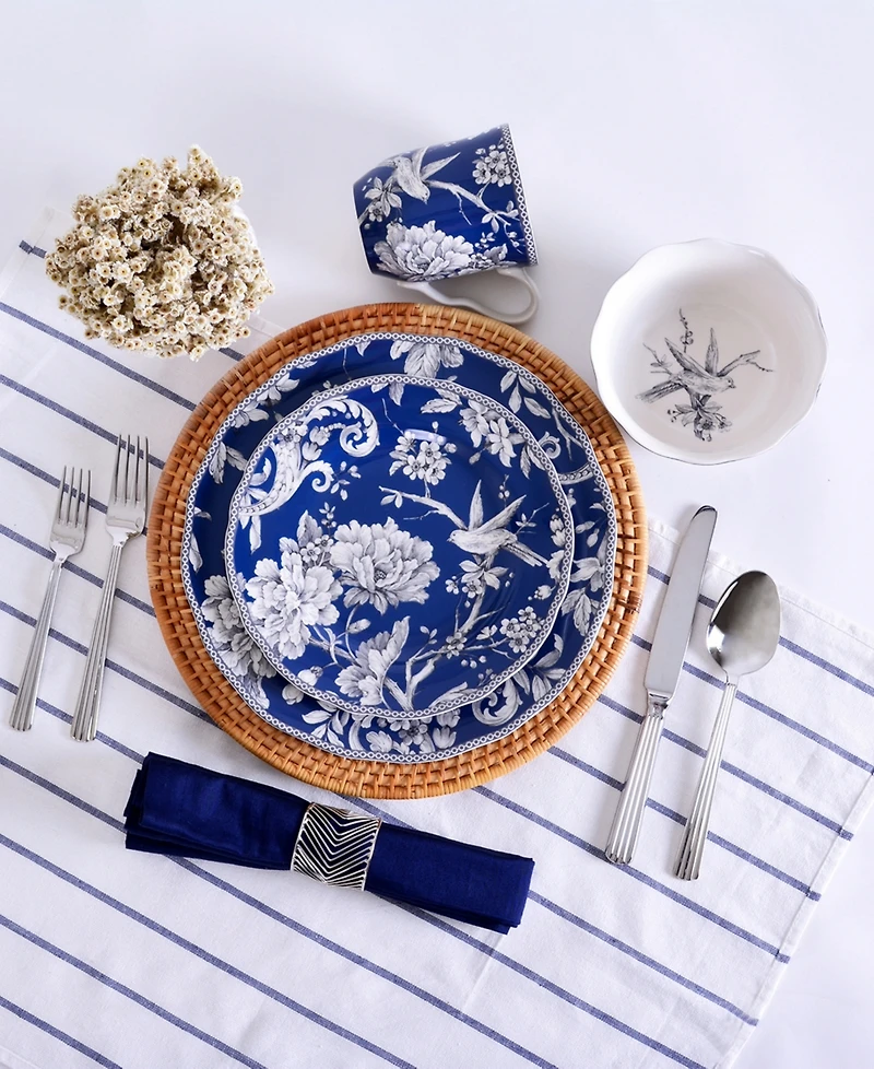 222 Fifth Adelaide Toile 16 Piece Dinnerware Set, Service for 4