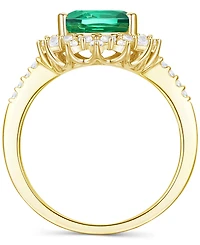 Lab-Grown Emerald (2-1/4 ct. t.w.) & Lab-Grown White Sapphire (5/8 ct. t.w.) Halo Ring in 14k Gold-Plated Sterling Silver