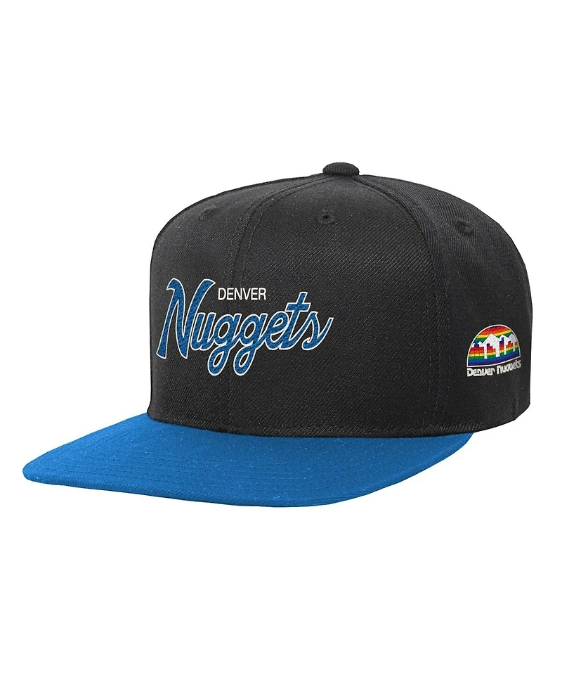 Big Boys and Girls Mitchell & Ness Black Denver Nuggets Team Script Snapback Hat