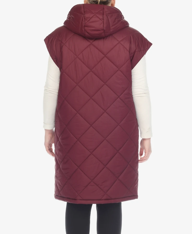 White Mark Plus Diamond Quilted Hooded Puffer Vest